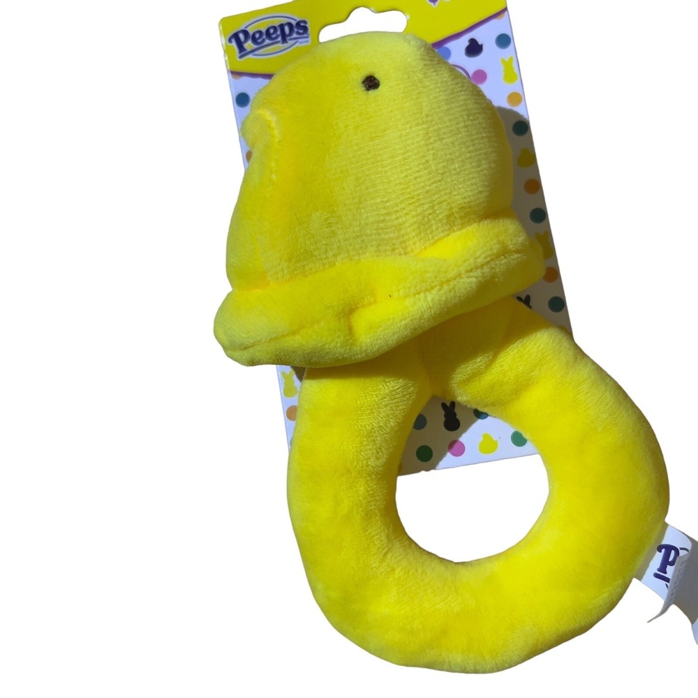 Dan Dee PEEPS Yellow Baby Chick Rattle Easter  Toy Plush 6.5"x 3.5" Infant Use
